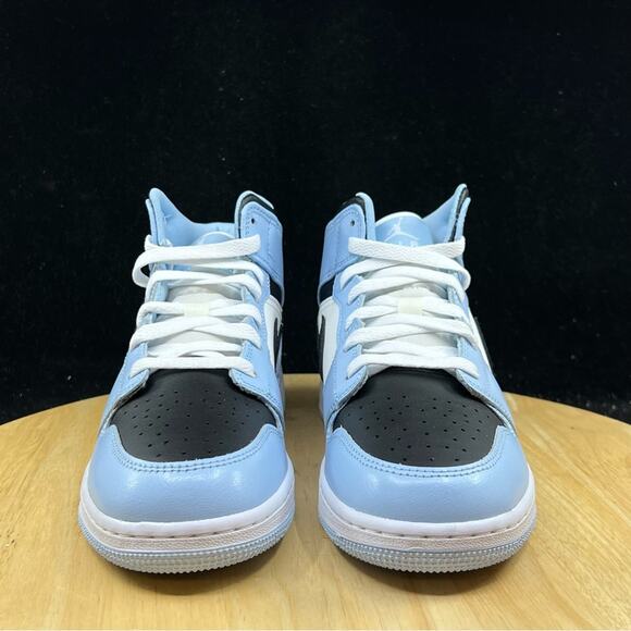 Nike Air Jordan 1 Mid Ice Blue Black Sail White UNC 555112-401 Size 5.5Y/ 7W New - Picture 3 of 9
